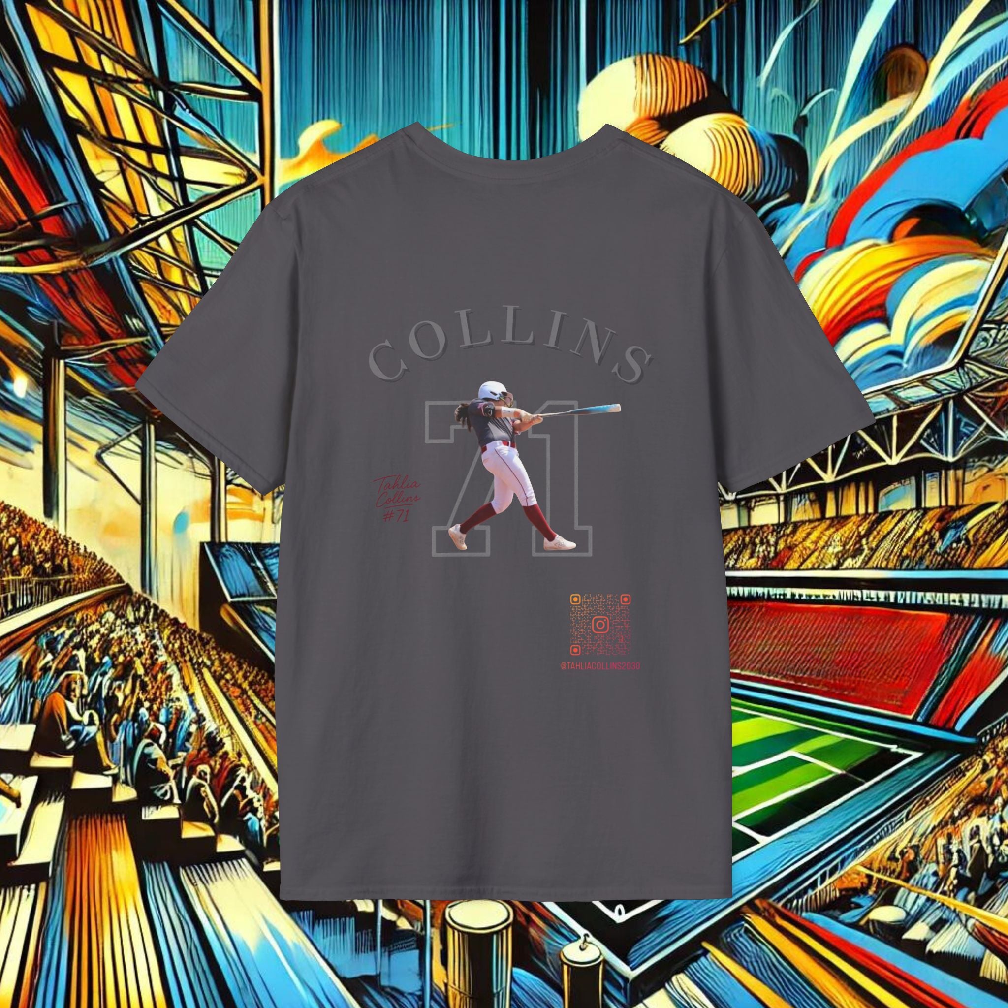 TC Collins #71, Retro Graphic Tee Grey Font