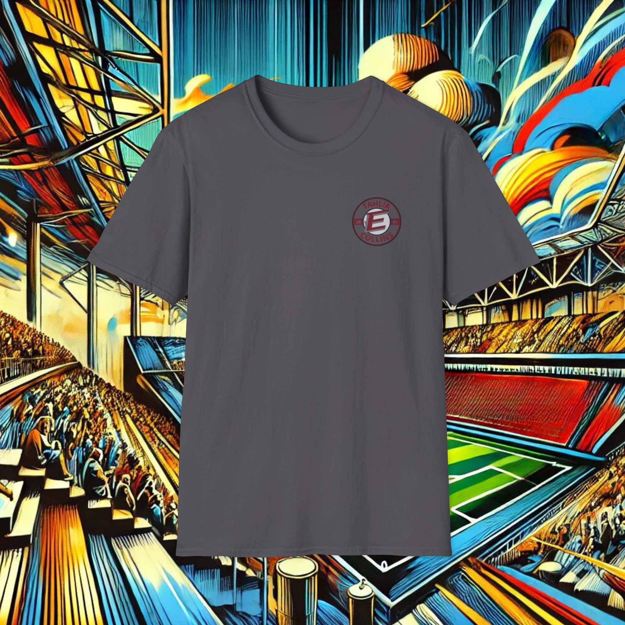 TC Collins #71, Retro Graphic Tee Grey Font